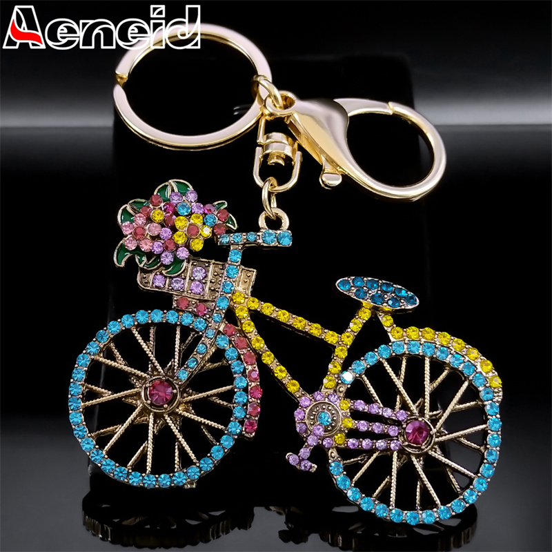 Yellow Cycling Gear - Colorful Crystal Bike Flower Bicycle Key