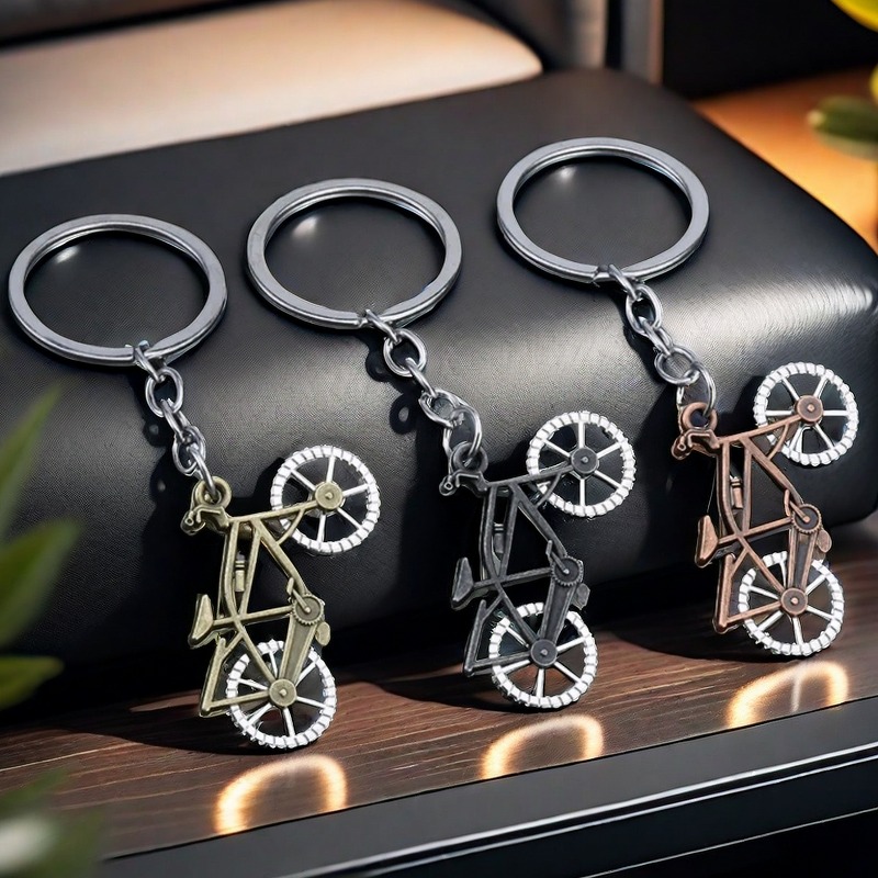 Yellow Cycling Gear - 3D Three-dimensional Metal Bicycle Keychain Personalization