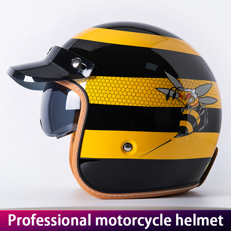 New Retro Motorcycle Helmet Ye - Yellow Cycling Gear review and price