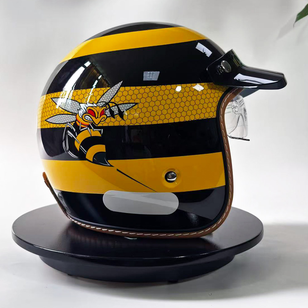New Retro Motorcycle Helmet Ye - Yellow Cycling Gear review and price